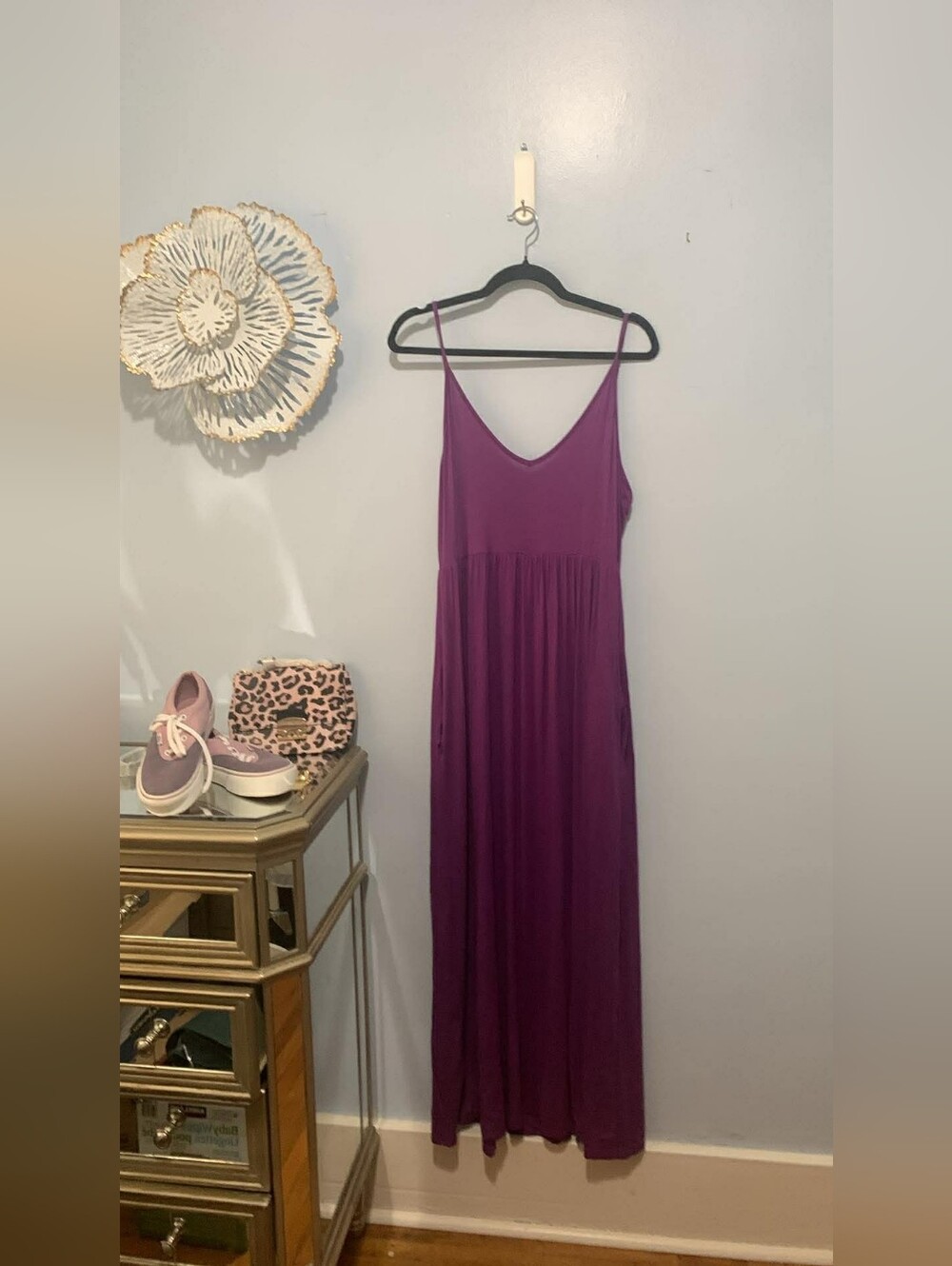 Women’s Sleeveless V-Neck Purple Maxi Dress